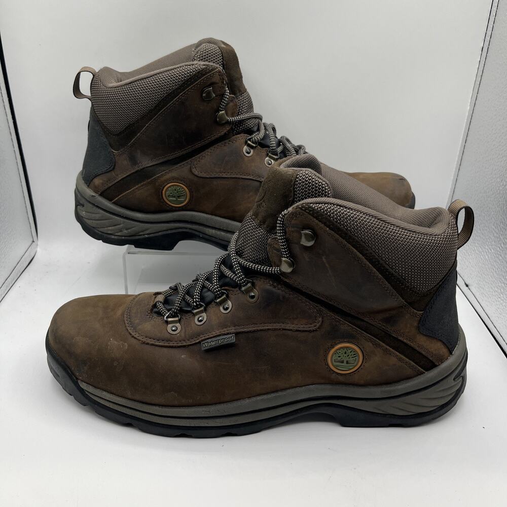 Timberland Hiking Boots Mens Size 14 Dark Brown Leather Waterproof Ledge Mid